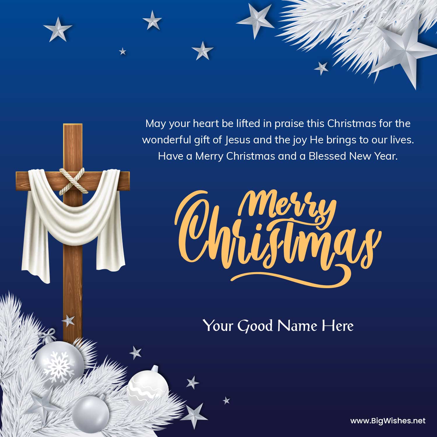 2024 Christian Christmas Greetings Card with Name Edit