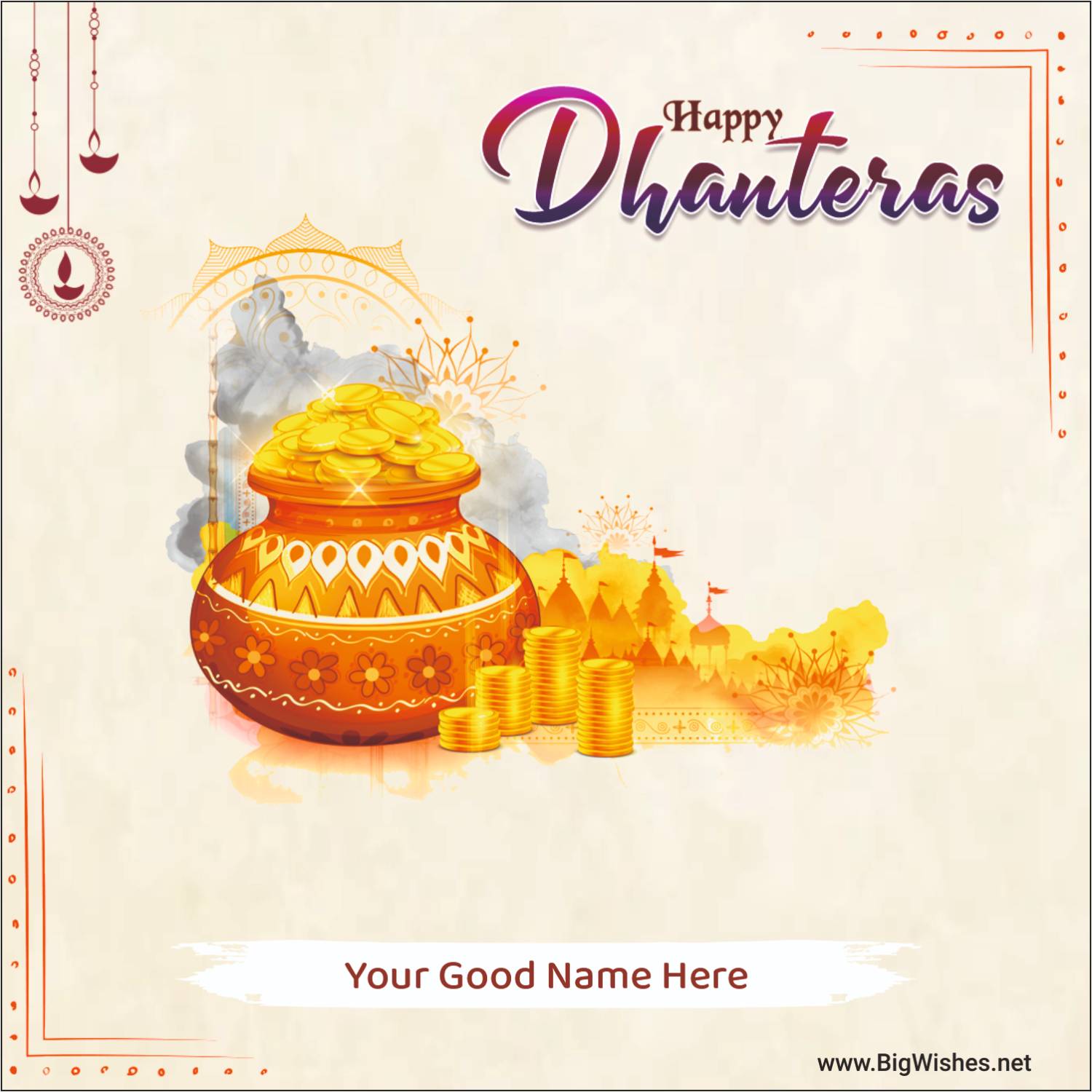 Happy Dhanteras 2024 Wishes Images Download with Name