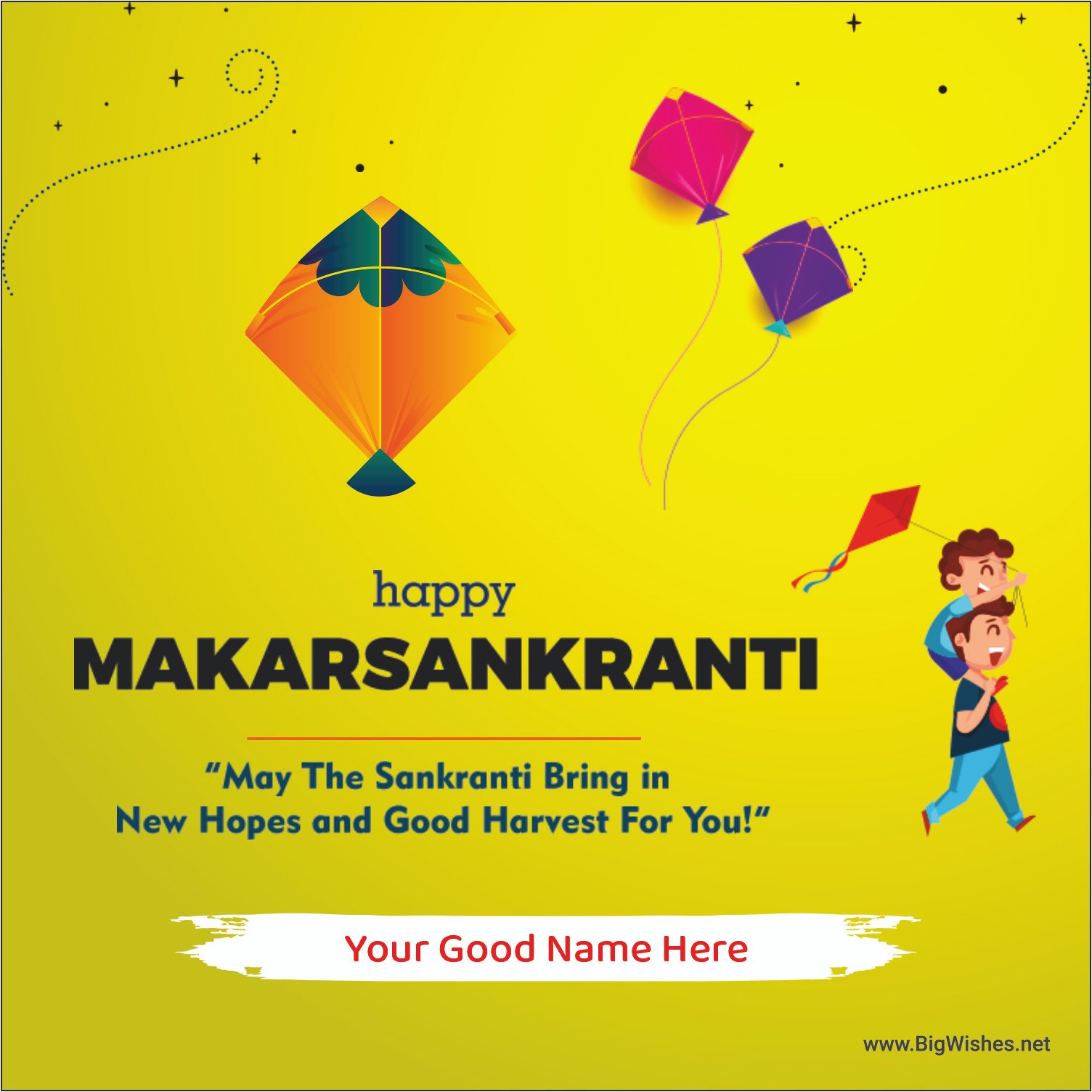 Makar Sankranti Greetings Card with Name