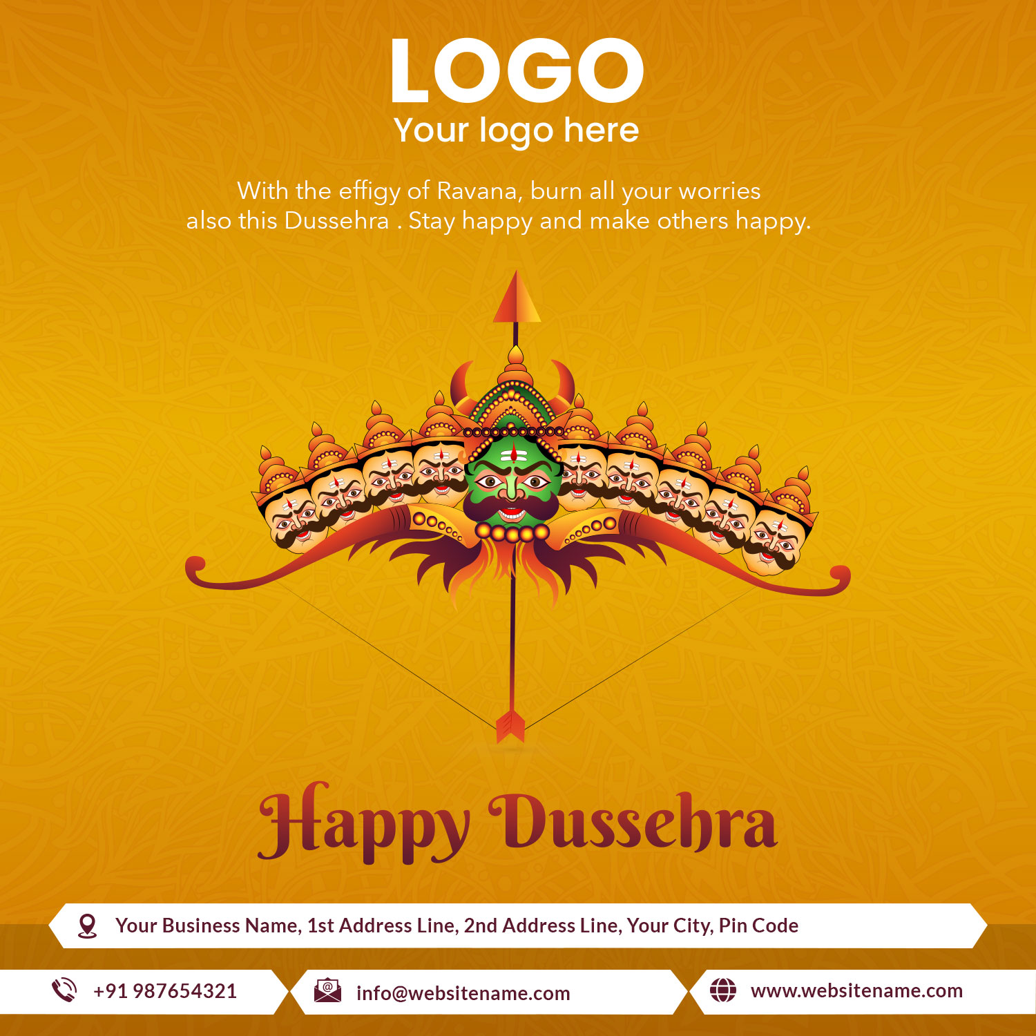 Dussehra 2023 Wishes with Name and Logo