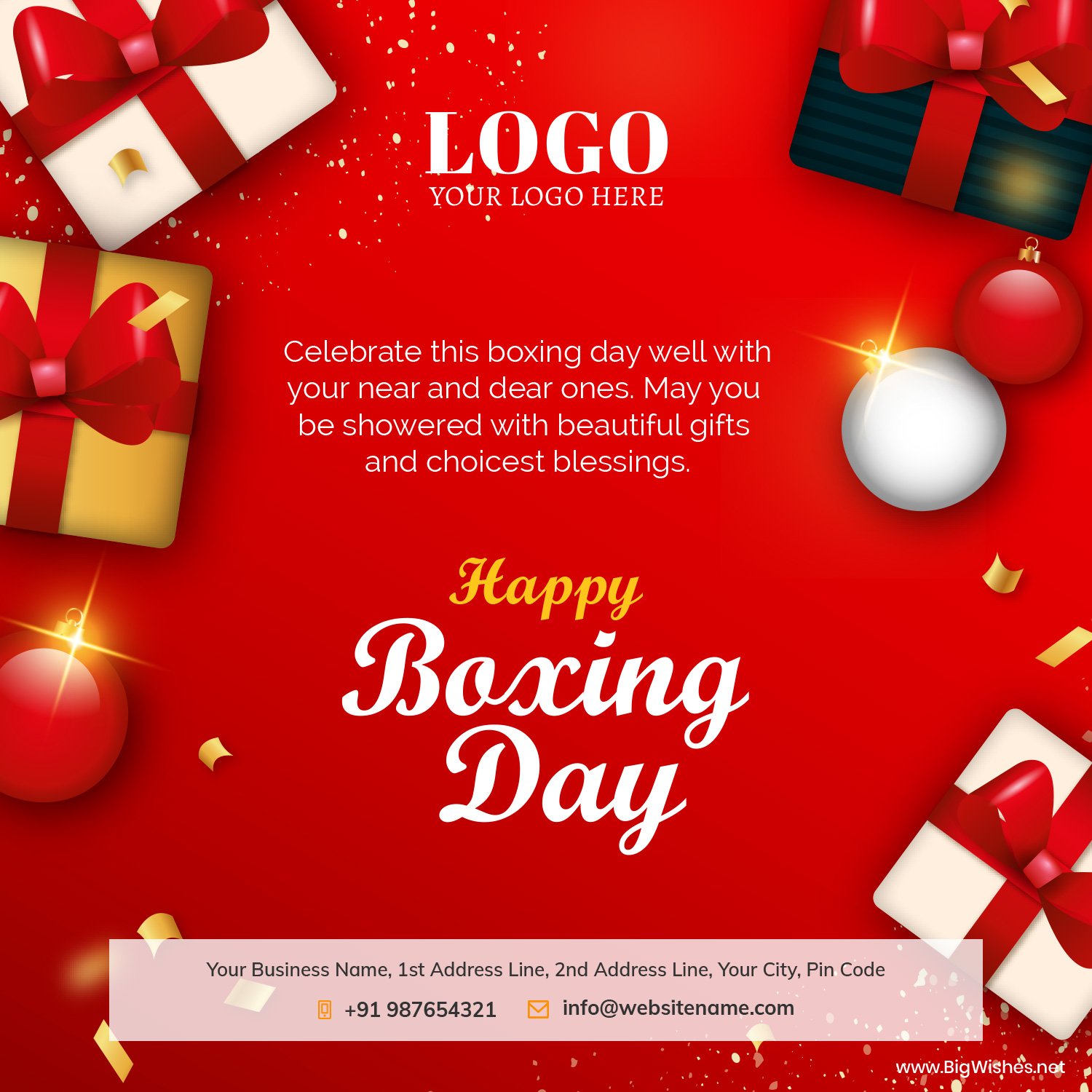 26 of December Boxing Day Holiday Cards Download