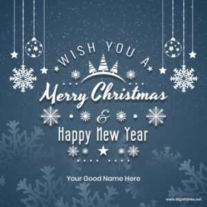 Snowflake Merry Christmas and New Year Wishes